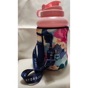 Hydrojug Water Bottle 73 Oz Pink Floral Print Sleeve Adjustable Strap Flowers